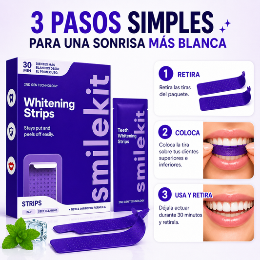 Tiras Blanqueadoras Dentales SmileKit – Sonrisa Blanca en Días